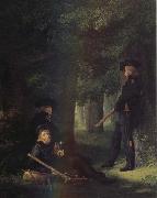 Georg Friedrich Kersting Theodor Korner,Friedrich Friesen and Heinrich Hartmann on Picket Duty china oil painting reproduction